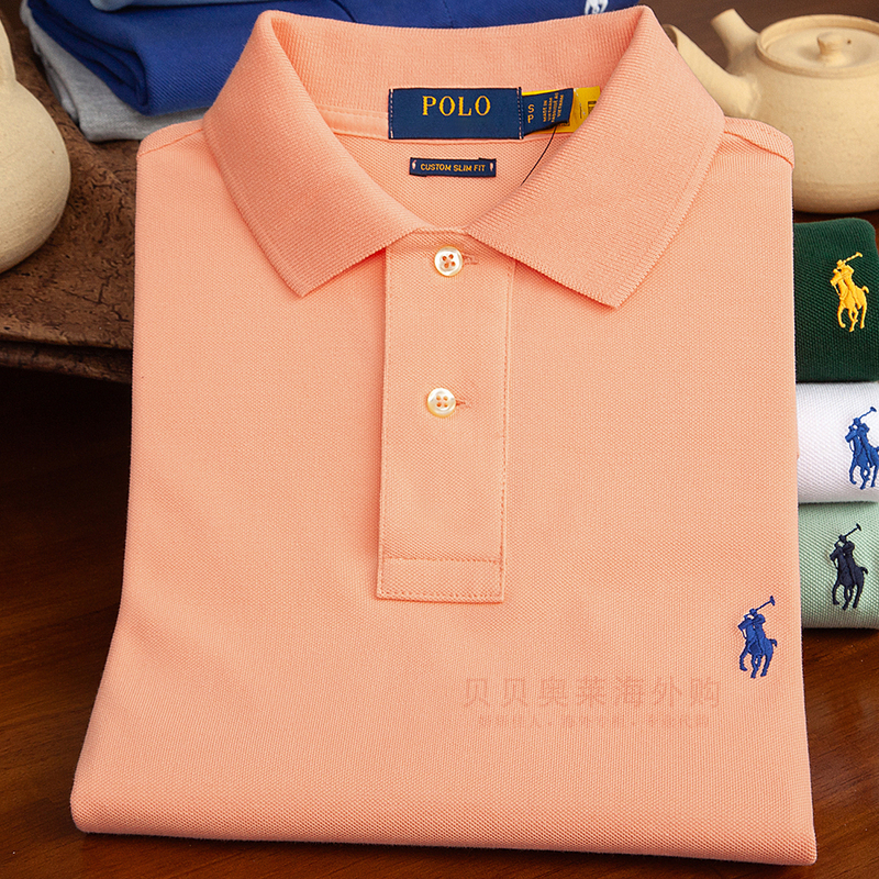 American Ralph Paul Men's Short-Sleeved T-Shirt Pure Cotton Fashionable Casual Loose Top Embroidered Lapel Polo Shirt Summer American Ralph Paul Men's Short-Sleeved T-Shirt Pure Cotton Fashionable Casual Loose Top Embroidered Lapel Polo Shirt Summer