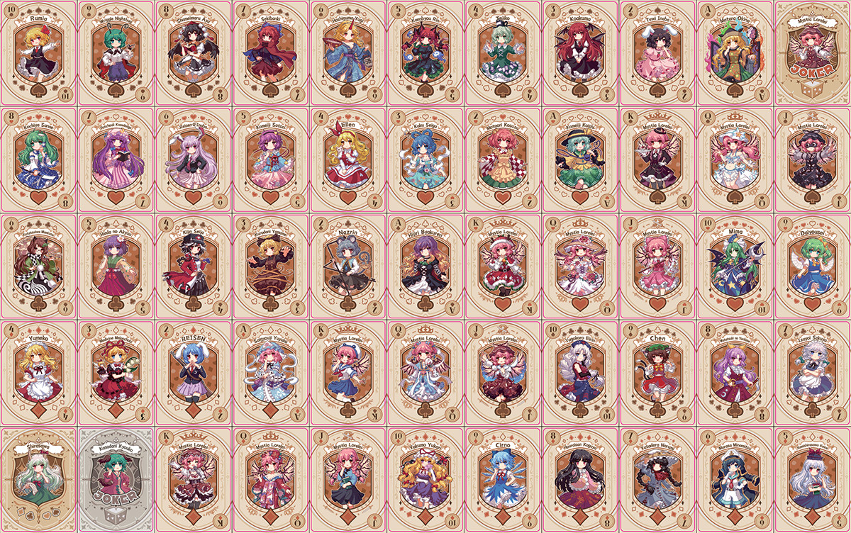東方プロジェクトテーマペーパーポーカーデスクトランプ、アニメボード