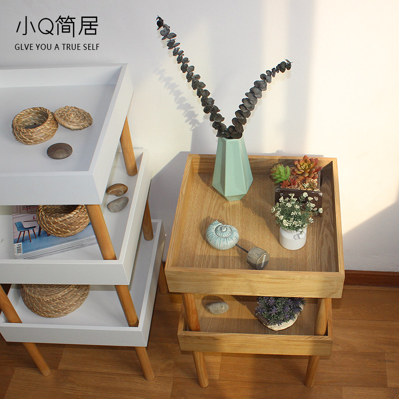 Small Q Simple Residence Multilayer Floor Shelf Flower Shelf Multi-Meat Shelf Classification Containing Box Storage Solid Wood Multilayer Shelf