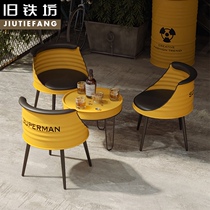 Industrial wind Net red balcony leisure table and chair milk tea shop reception area negotiation table and chair combination three-piece modern simple
