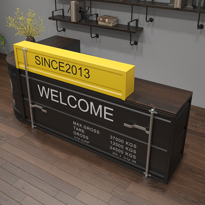 Industrial Wind Bar Bar Bar Bar Counter Cash Counter Corner Counter Hotel Dining Room Barbecue Milk Tea Shop Retro Front Desk Reception Desk