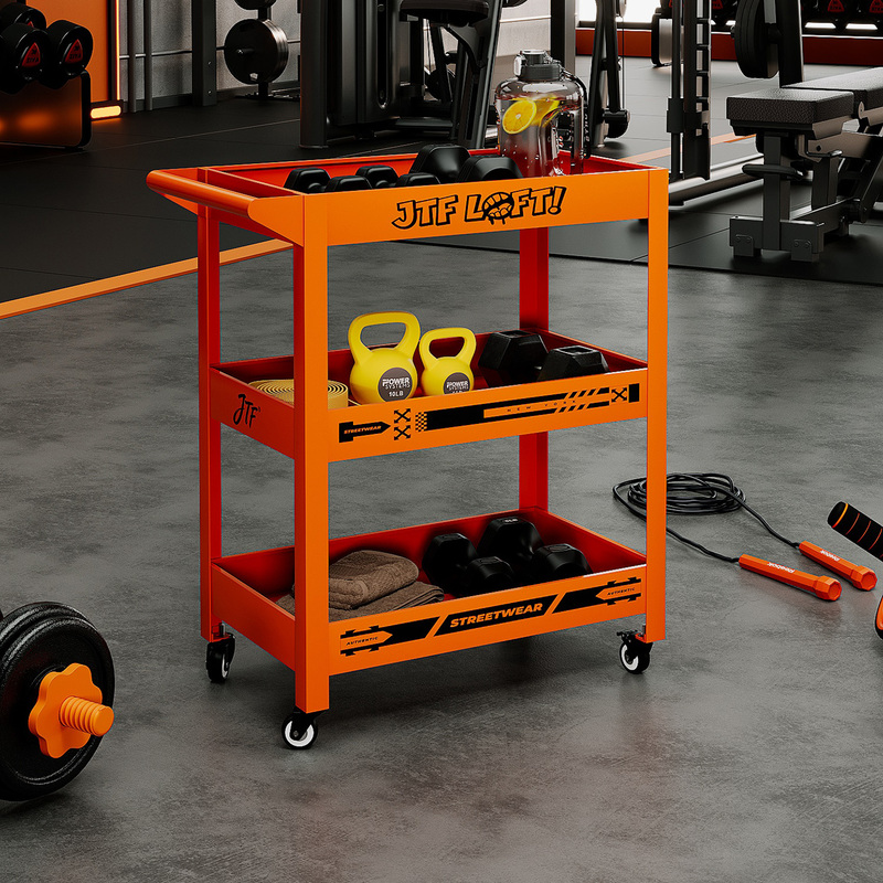 Industrial Style Gym Metal Trolley Storage Rack Strength Training Area Dumbbell Small Exercise Equipment Storage Rack