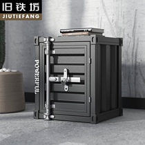 Bedside table small with lock Mini small size creative iron storage free installation industrial wind bedroom shelf