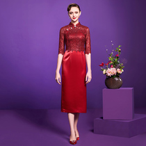 High-end happy mother-in-law 2021 New Red Wedding evening dress mother banquet wedding toast can wear Women