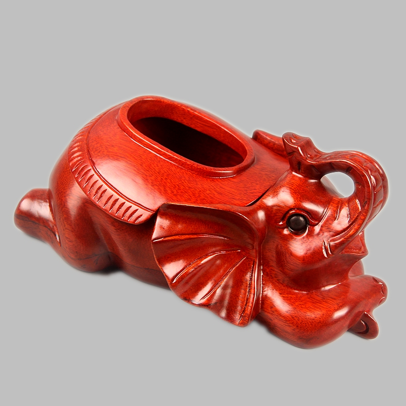 East Yang Wood Carvings Solid Wood Red Wood Solicit Property Wood Elephant Tissue Box Craft Gift Hem Accessories Desktop Home Wood Sanitary Paper Box Pendulum