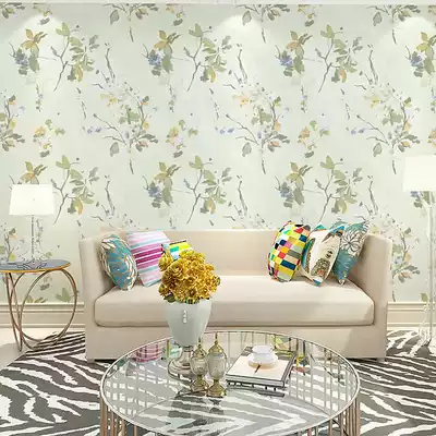 American pastoral flowers home bedroom decoration wallpaper Southeast Asian style freehand environmental protection formaldehyde free wallpaper