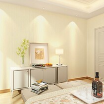 Home improvement non-woven fabric formaldehyde-free wallpaper small vertical strip pure white beige light gray living room bedroom brush glue wallpaper