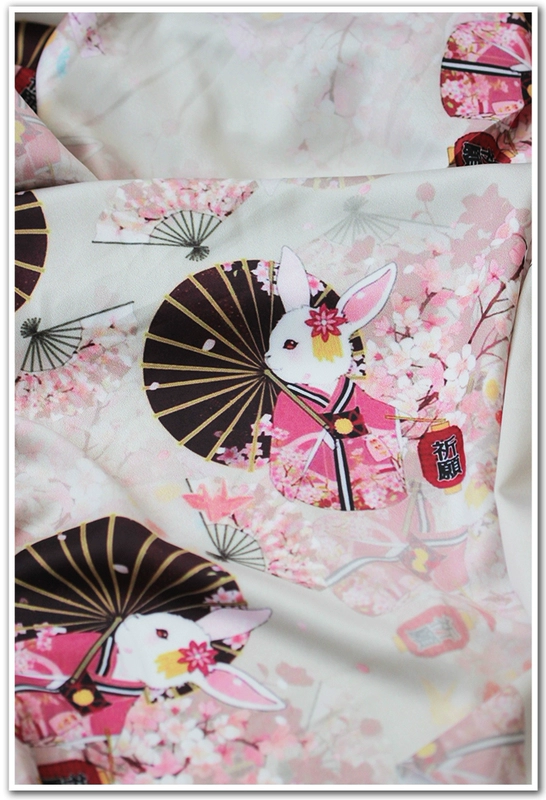 Sakura cầu nguyện thỏ giả sợi vải lụa Susan satin sợi thủ công DIY quần áo búp bê vải kimono chất vải thô