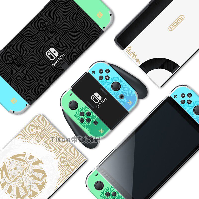 switch主机贴膜 适用任天堂switch oled贴纸ns贴膜塞尔达王国之泪限定猫爪摇杆帽 Made in China