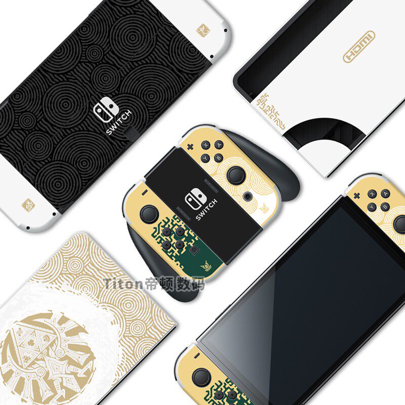 switch主机贴膜 适用任天堂switch oled贴纸ns贴膜塞尔达王国之泪限定猫爪摇杆帽 Made in China