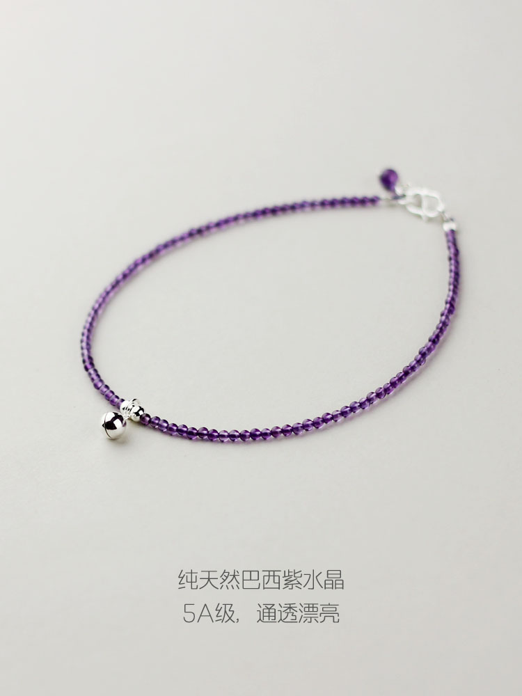 Yunling người gốc tự nhiên Brazil amethyst vòng chân nữ rất mịn 925 sterling bạc nhỏ lắc chân đẹp