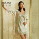 Jinsanta 100% mulberry silk, silk printed lace women's home wear nightgown single robe ຜະລິດຕະພັນໃຫມ່