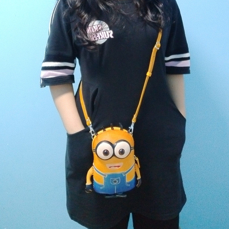 Genuine Leather Cute Teenage Girl Han Edition Cartoon Mini Skew Satchel Niu Leather Handmade Lady Student Small