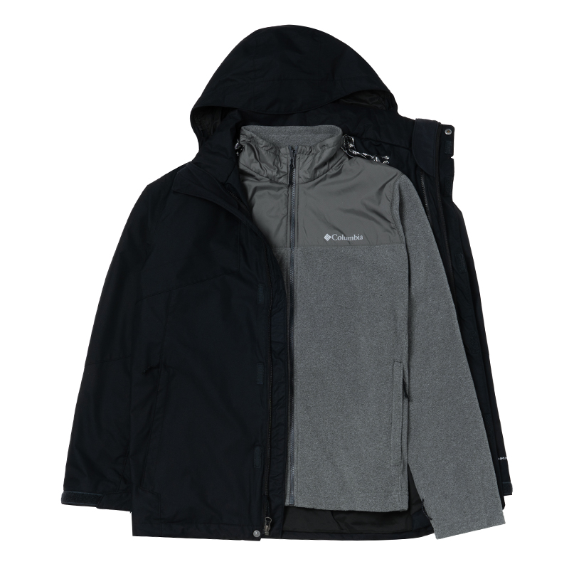 Columbia哥伦比亚户外男徒步保暖休闲抓绒内胆三合一摇粒绒冲锋衣
