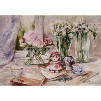 Fu Binjies Marys Study original watercolor on paper original flower still life watercolor painting Provincial Artists Association