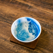 Heavy industry landscape Puer tea cup national master Liu Peizhus interior and exterior painting master cup high-end single cup tea cup gift