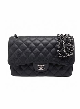 全新/9.9新Chanel/香奈儿CF小号黑银荔枝纹牛皮女款单肩斜挎包