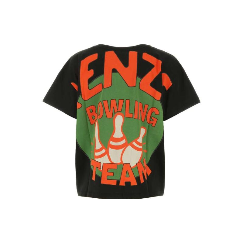 KENZO SS23 字母Logo图案印花短袖T恤 女款 黑色