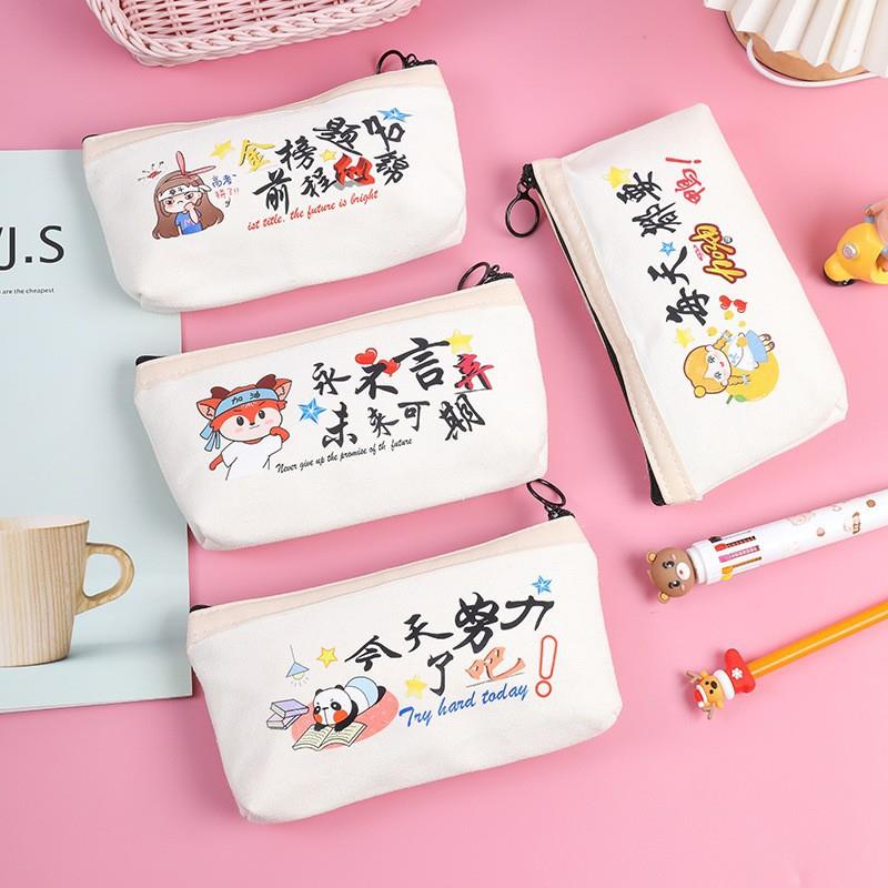 Creative and practical exam inspirational pencil bag learning stationery bag high school primary school student reward gift student canvas pencil bag
