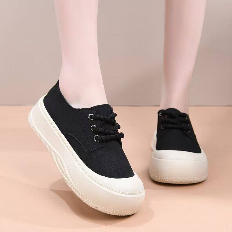 Women's Thick-Soled Non-Tiring Canvas Shoes, Summer Breathable Soft-Soled Casual Sneakers, Women's Slip-On Slip-On Shoes