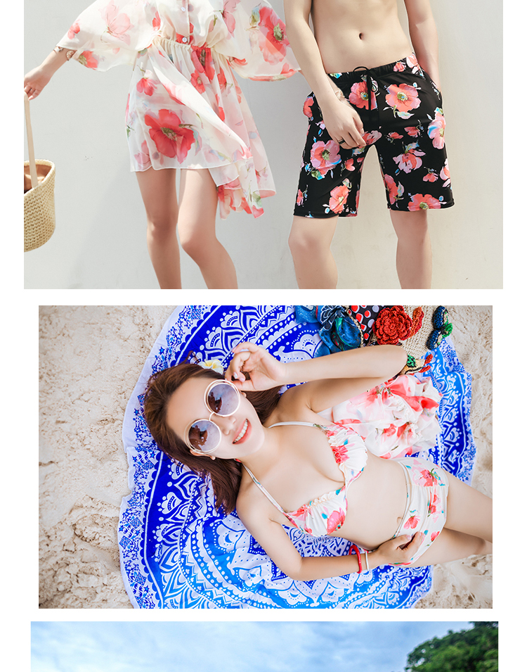 Cặp đôi mặc bikini che bụng áo tắm nữ bảo thủ bên bờ biển phù hợp với tuần trăng mật bãi biển ba mảnh phù hợp với đồ bơi cặp đôi - Vài đồ bơi đồ đôi nam nữ đi biển