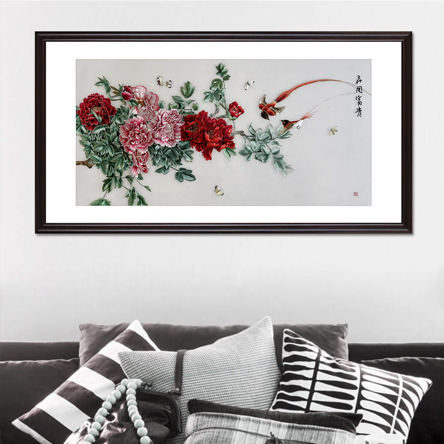 (boutique) Carpenter's heart Su embroidery < Flower Kaifu You > Home Residence Decoration Hanging Painting Embroidery Genuine Silk