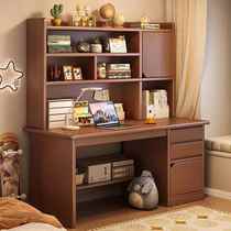 Wooden desk bookshelf integrated bookcase home small apartment computer table bedroom student adult learning desk