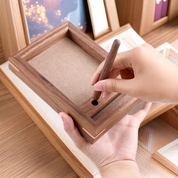 Solid Wood Photo Frame Badge Calendar Base Wholesale Logo Walnut Beech 6inch 8inch Desktop Mortise and Tenon Photo Frame