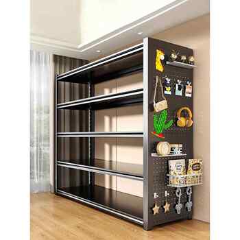 Household shelves hole board storage rack bookshelf floor-standing multi-layer balcony sundry express storage rack supermarket iron shelf