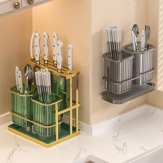 Chopsticks and Spoon Draining Rack, Kitchen Chopstick Holder, Household Transparent Draining Storage Rack, Storage Box for Knives, Forks, and Spoons
