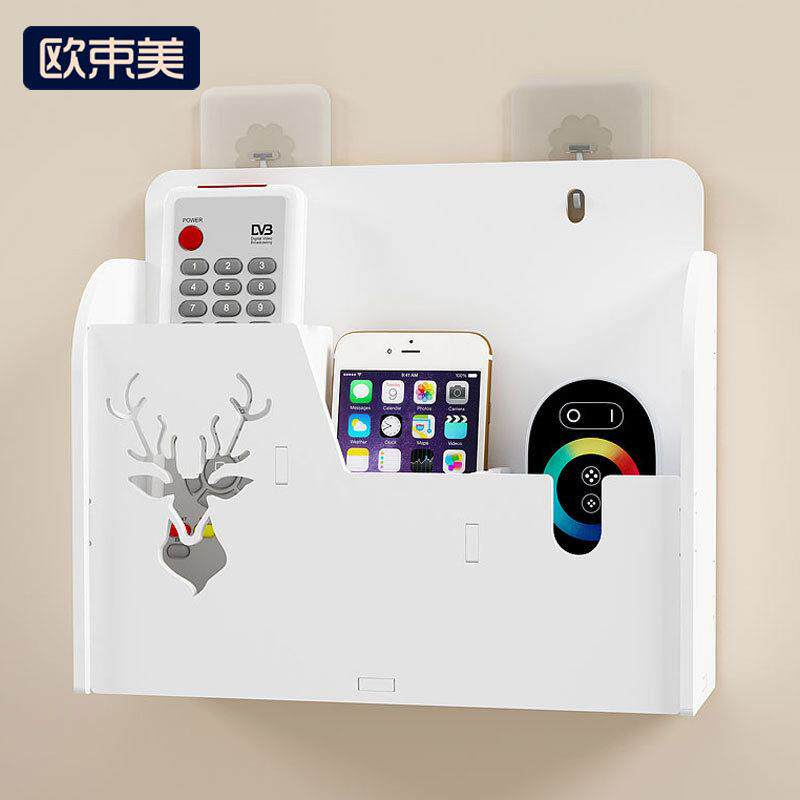 Hole-free remote control storage box wall-mounted wall-mounted bedside mobile phone storage rack for TV air conditioner