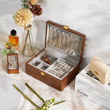 Lumbo liangbai/treasure box jewelry box/solid wood storage box necklace ring earring jewelry wedding gifts