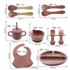 Ten-piece children's tableware feeding set baby food bowl dinner plate spoon fork bib silicone dinner plate