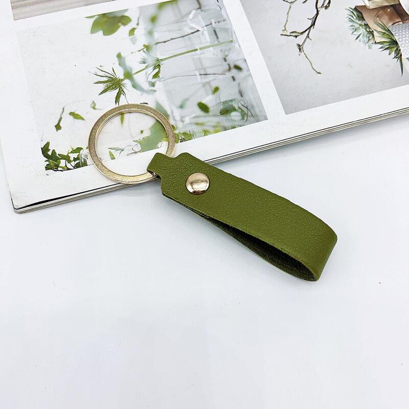 New Leather Pu Keychain Versatile Pendant Wrist Strap Simple Gold Solid Color Leather Car Key Chain Couple Bag New Leather Pu Keychain Versatile Pendant Wrist Strap Simple Gold Solid Color Leather Car Key Chain Couple Bag