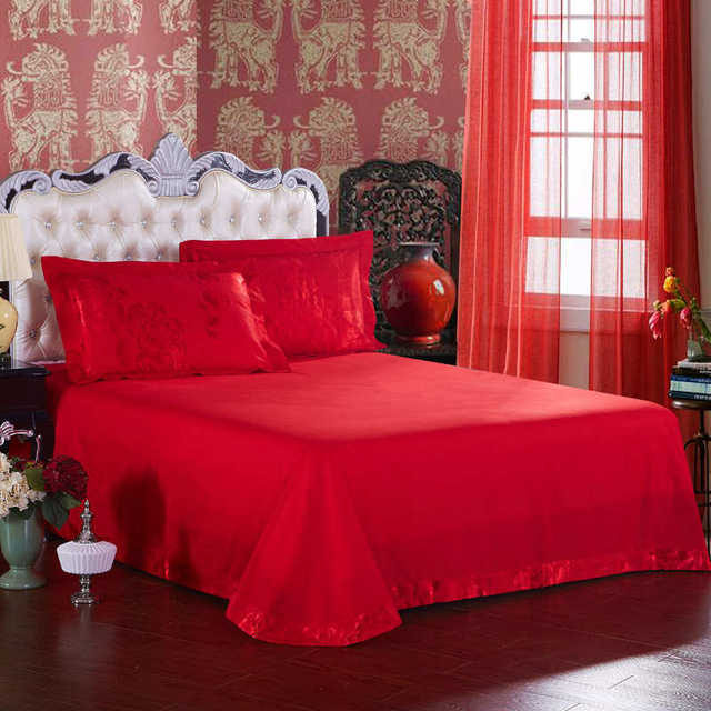 Little Sheep Home Textile Songxi Series Six-Piece Wedding Kit Quilt Cover Bed Sheet Jacquard Cotton Wedding Four-Piece Set 2m