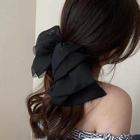Checkerboard Large Bow Hair Clip for the Back of the Head, 2024 New Spring Clip, High-End Ponytail Barrette Hair Accessory