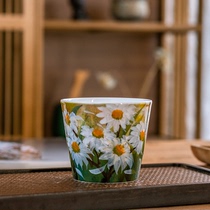 Heavy Work Oil Painting Series Straight Mouth Cups Hand-painted Glazed Five Color Teacup Tea Drinking Cup Masters Cup High-end Home Cup Delivery