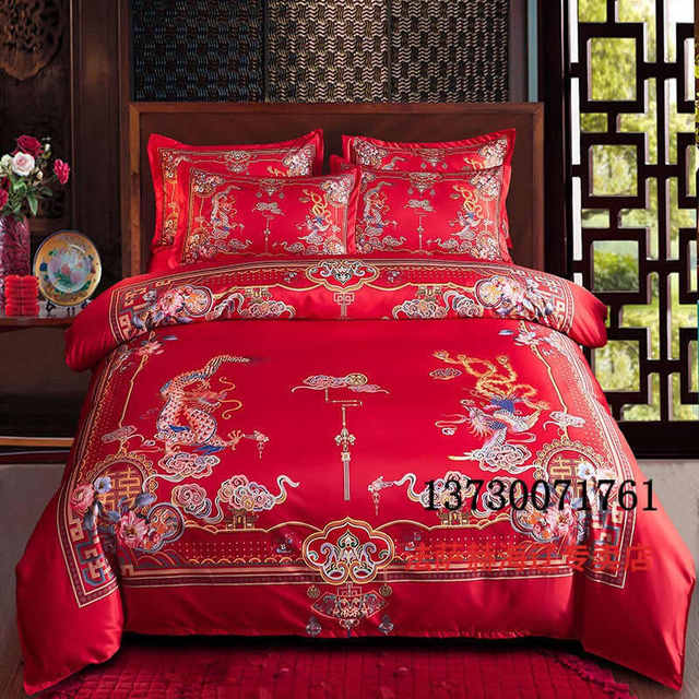 Disposable bed sheets four-piece set travel disposable bedding new wedding four-piece set big red thick bed