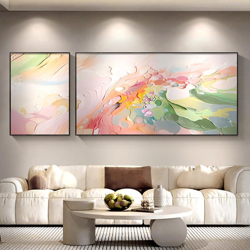 2025 New Style Dafen Village Hand-Painted Oil Painting Two-Panel Abstract Texture Painting for Living Room Sofa Background Wall Decoration