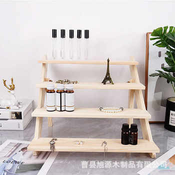 A piece of wood succulent desktop display rack living room flower pot rack solid wood step storage rack jewelry storage rack