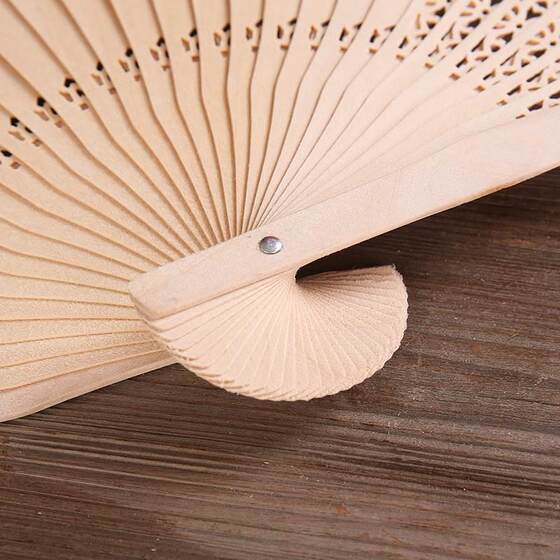 Hollow-Out Chinese-Style Women's Traditional Folding Fan, Handmade Sandalwood Fan, Sandalwood Fan, Fragrant Wood Fan, Gift for Foreigners, Easy to Open and Close