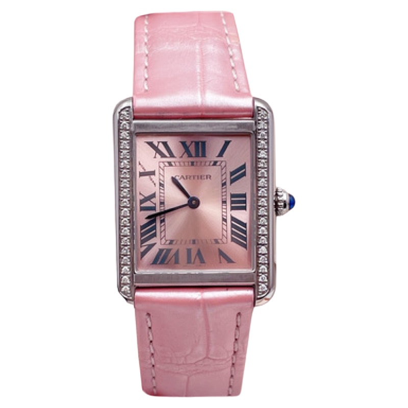 9.8 New Cartier Women's Watch Pink Dial Tank Series Quartz Watch for Women W5200000