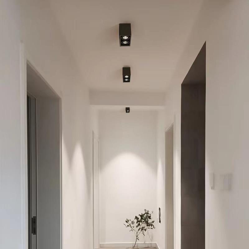 Living room without main light lighting four-head surface-mounted downlight led square Nordic home bold box spotlight ceiling type