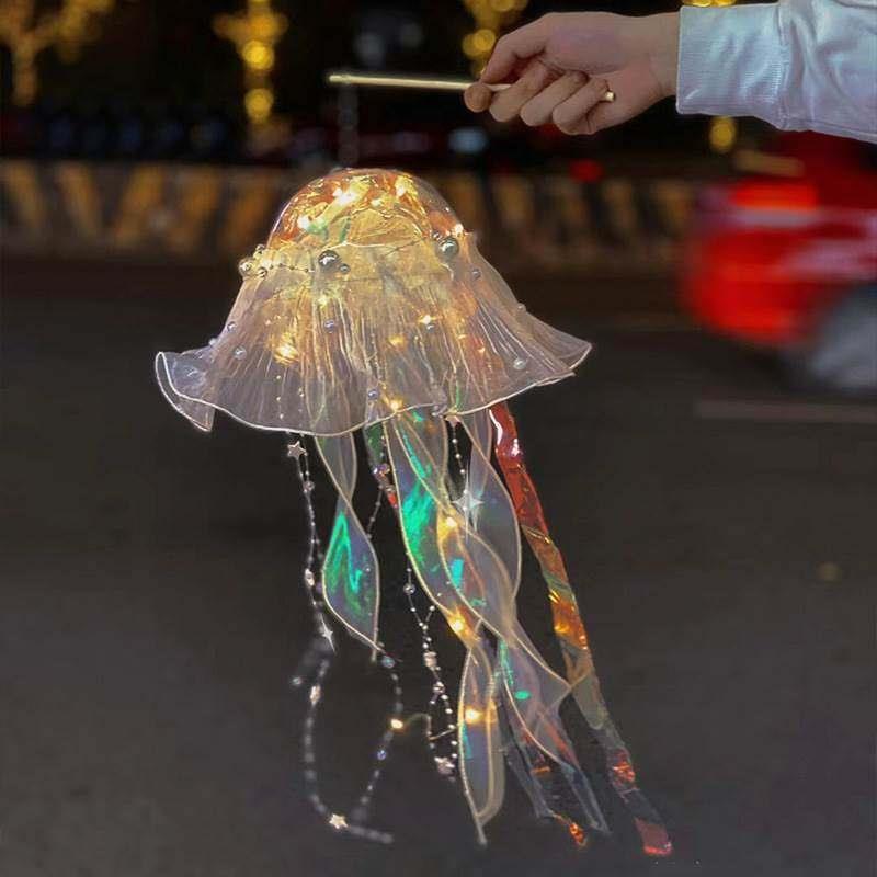Luminous Trendy Jellyfish Lamp Finished Lantern Handheld Lantern DIY Material Kit Good Quality for Street Stalls Laser Lantern