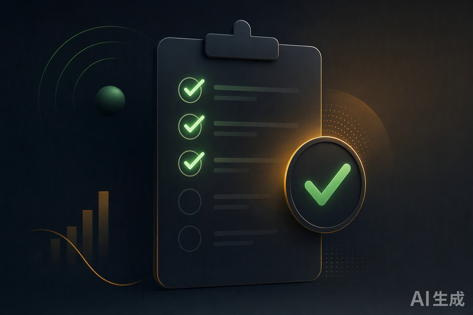 Quality checklist with checkmarks, some highlighted