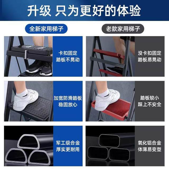 Ladder household folding ladder indoor multi-functional herringbone step ladder thick and wide safe telescopic portable engineering stair climbing