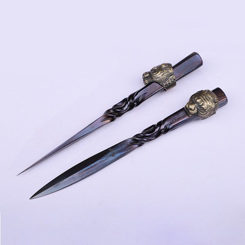 Longquan sword pure hand-patterned steel copper tiger head Pu'er tea knife tea needle tea cone pry black tea cake spare parts