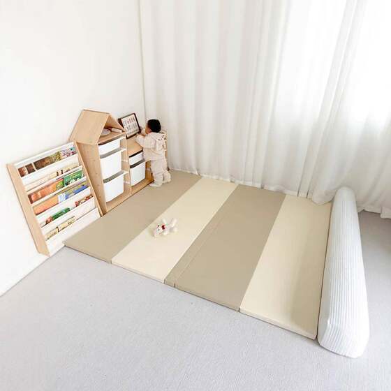 Bracket-Mounted Anzhiyun Shu Cotton Baby Crawling Mat, Antibacterial Five-Section Seamless Folding Crawling Mat for Infants and Children
