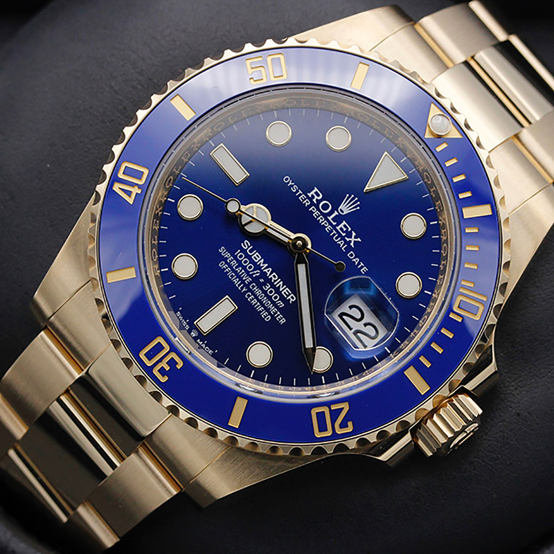 Blue Water Ghost Rolex Submariner Gold Automatic Mechanical Watch Men's 98 New 116618lb