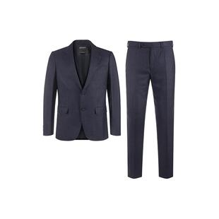 格纹单排扣后开衩长袖 男款 长裤 套装 黑色 西装 Zegna